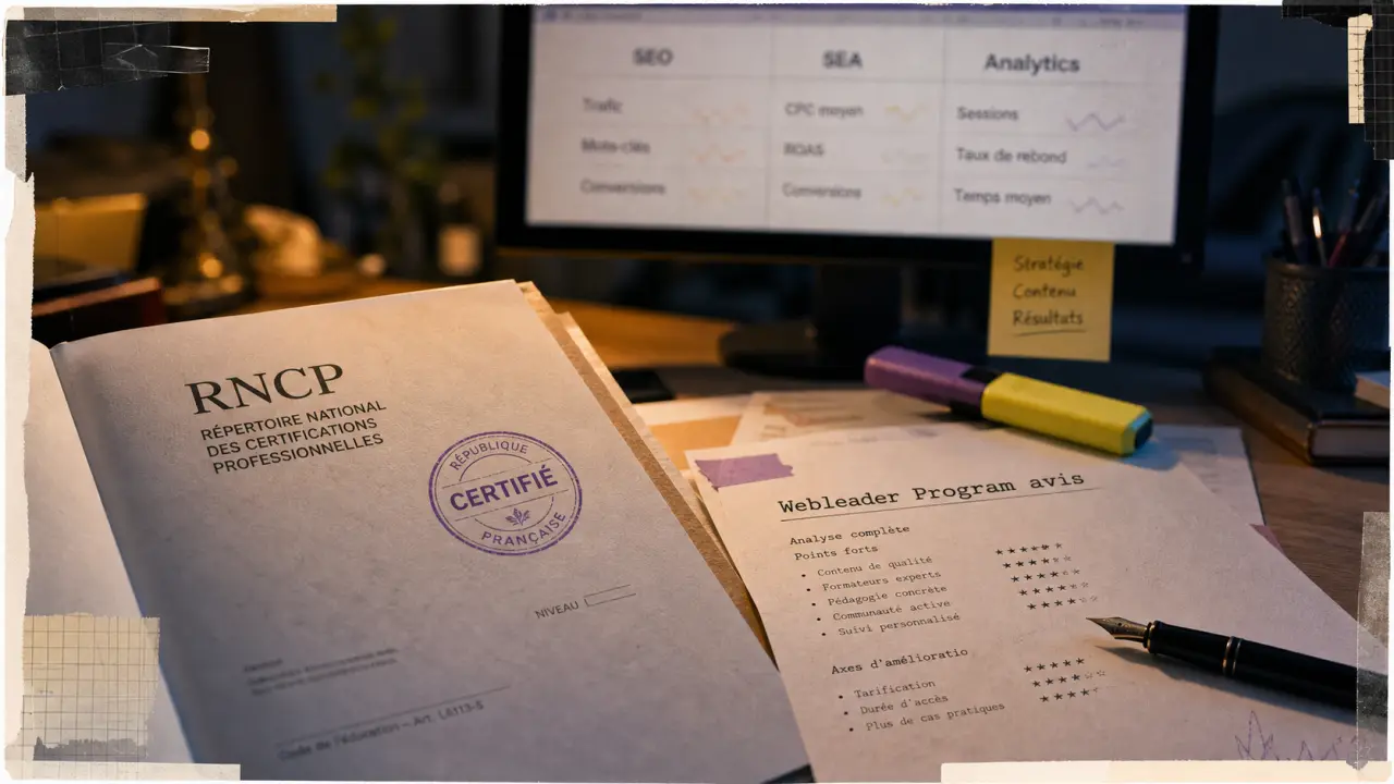 Formation stratégie digitale Webleader Program avis, RNCP et débouchés