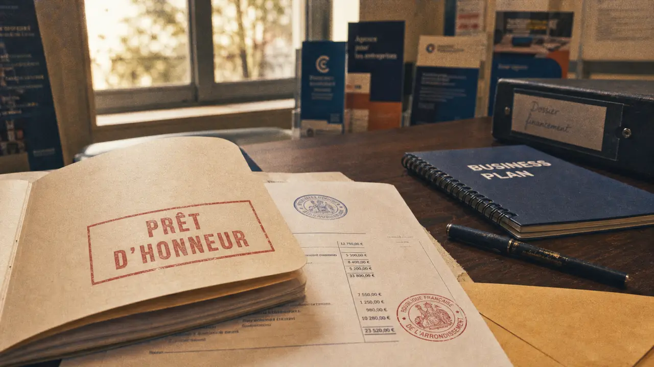 Dossier prêt d’honneur création entreprise sur table