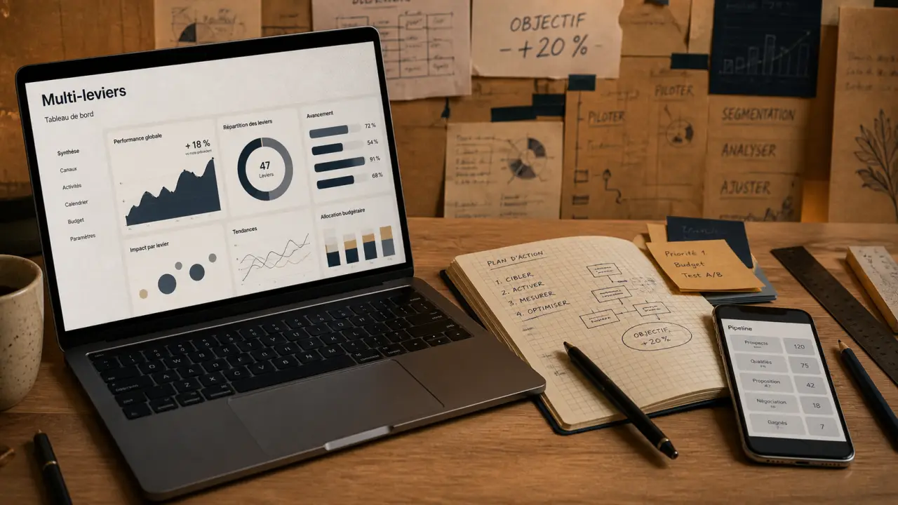 Agence marketing digital multi-leviers : SEO Ads CRM data sur dashboard