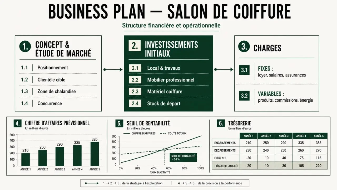 Business plan salon de coiffure : structure du dossier et repères financiers clés