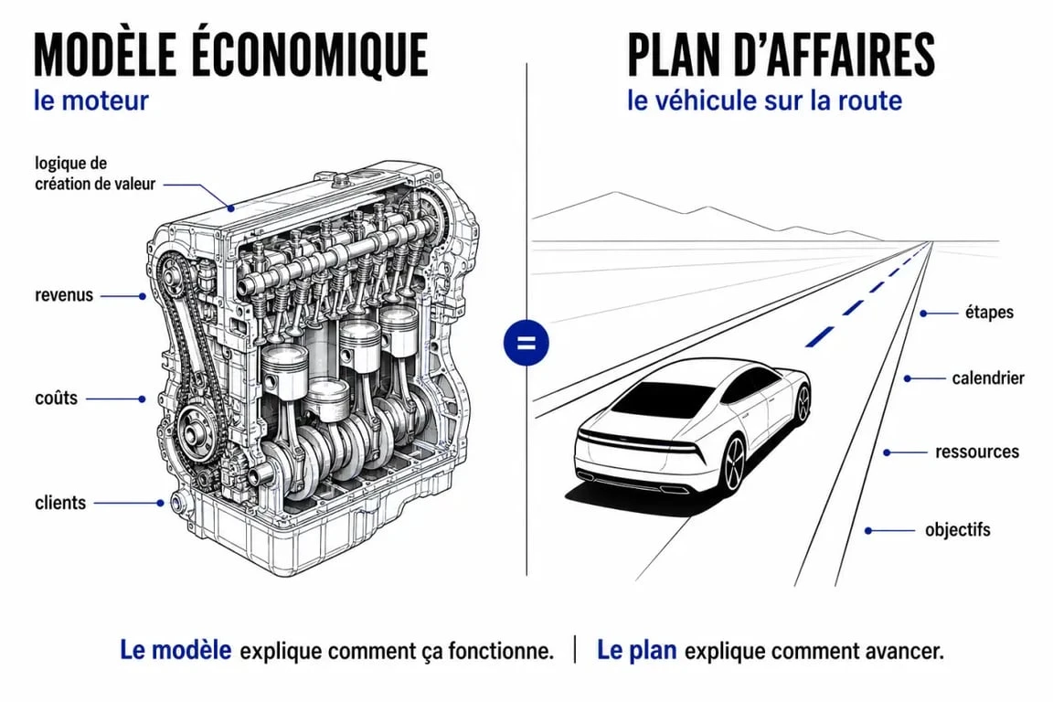 Différence entre business model et business plan pour la création d'entreprise