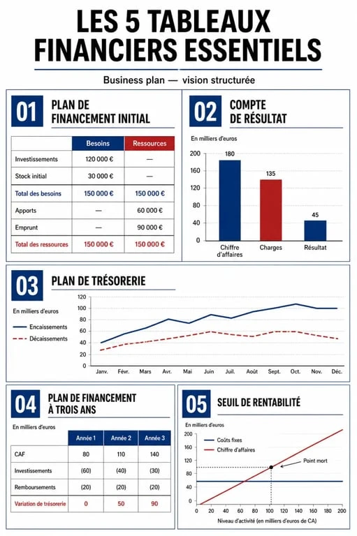 Les 5 tableaux financiers indispensables pour un bpifrance business plan réussi