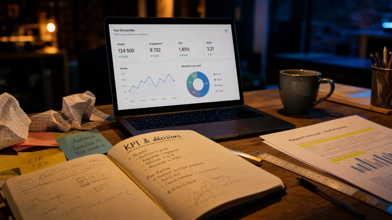 KPI réseaux sociaux : dashboard visibilité engagement conversion satisfaction