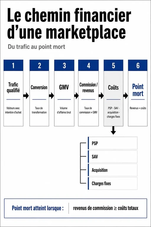Business plan marketplace : infographie du trafic au point mort