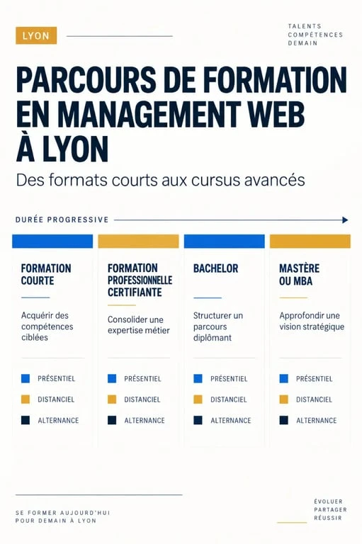 Infographie comparative des formations en management web à Lyon