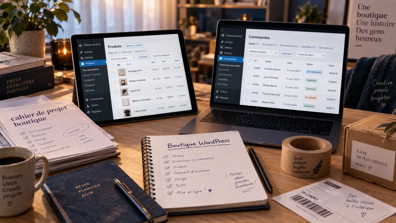 Site ecommerce wordpress avec WooCommerce : produits et commandes