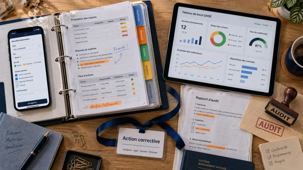 Un logiciel QHSE SaaS relie documents, risques, audits et actions