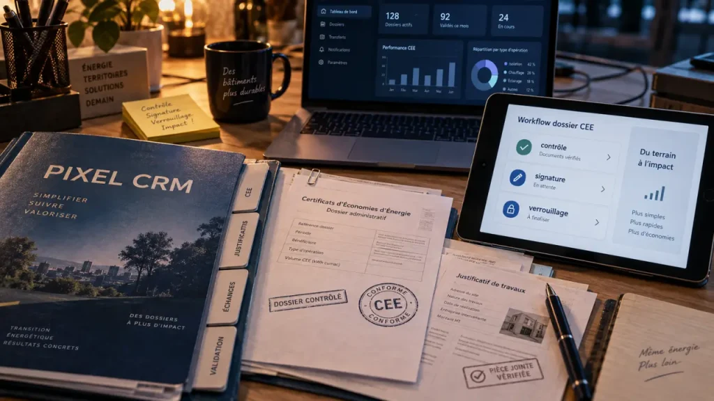 PIXEL CRM centralise les dossiers CEE, de la conformité au pilotage des interventions